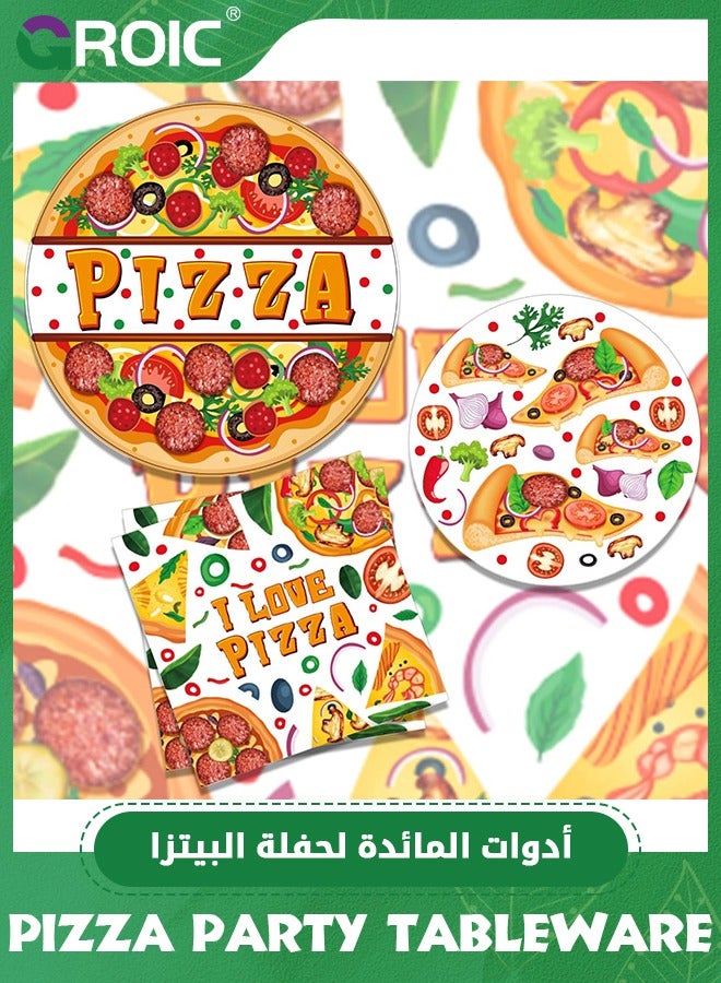 Pizza Party Supplies Sets, Dinner Plates, Dessert Plates, Cups, Napkins, Pizza Party Tableware Kit, Party Supplies, Party Decorations, Party Tableware