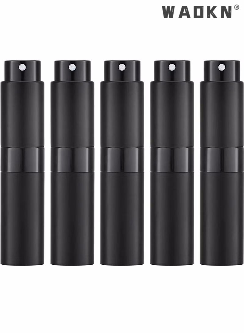 travel cologne bottle, 5PCS 8ml Travel Perfume Atomizer Refillable, Mini Cologne Spray Bottle Empty, Small Aftershave Sprayer for Liquid Dispenser (Black)