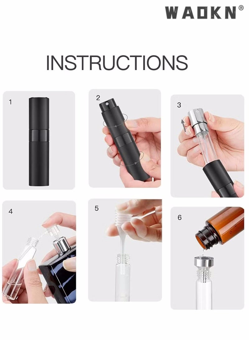 travel cologne bottle, 5PCS 8ml Travel Perfume Atomizer Refillable, Mini Cologne Spray Bottle Empty, Small Aftershave Sprayer for Liquid Dispenser (Black)