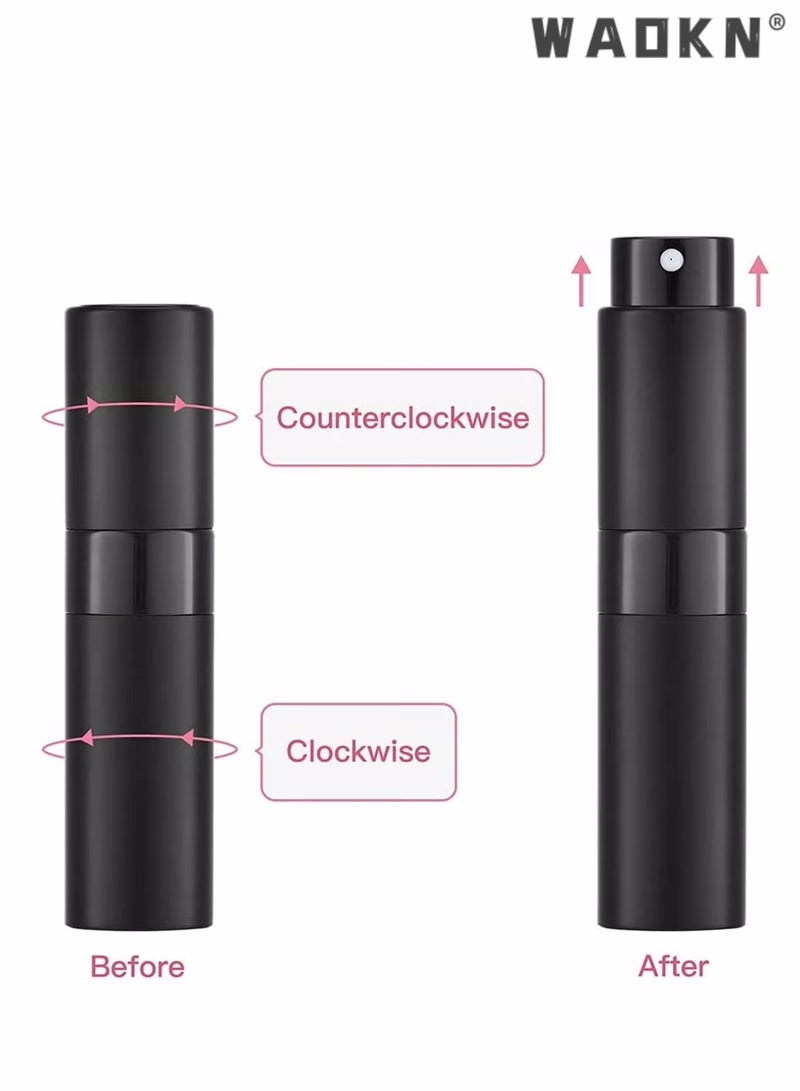 travel cologne bottle, 5PCS 8ml Travel Perfume Atomizer Refillable, Mini Cologne Spray Bottle Empty, Small Aftershave Sprayer for Liquid Dispenser (Black)