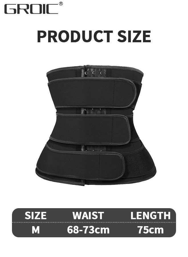 Waist Trainer for Women Triple Belt Body Shaper Waist Trainer Corset with 3 Velcro and 3 Rows Closure, Sauna Workout Trimmer Belts Underbust Corset Tummy Control Hourglass Slimming Belly Body Shaper