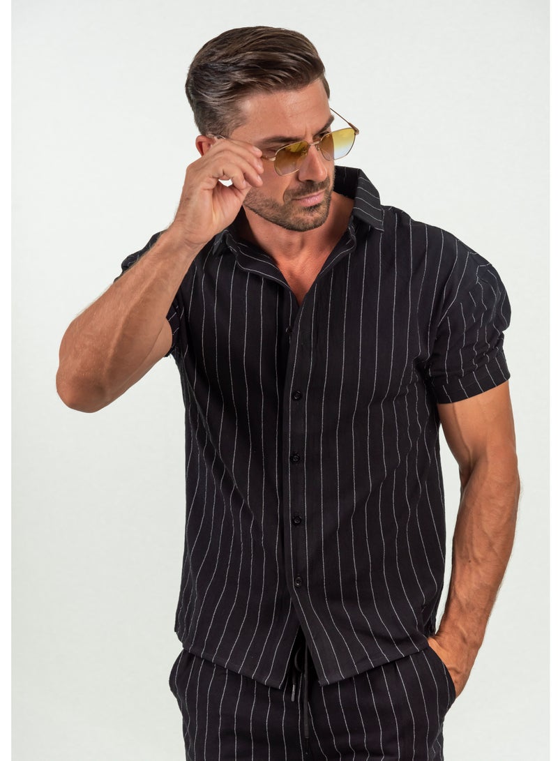 Black Men's Striped Co-ords set