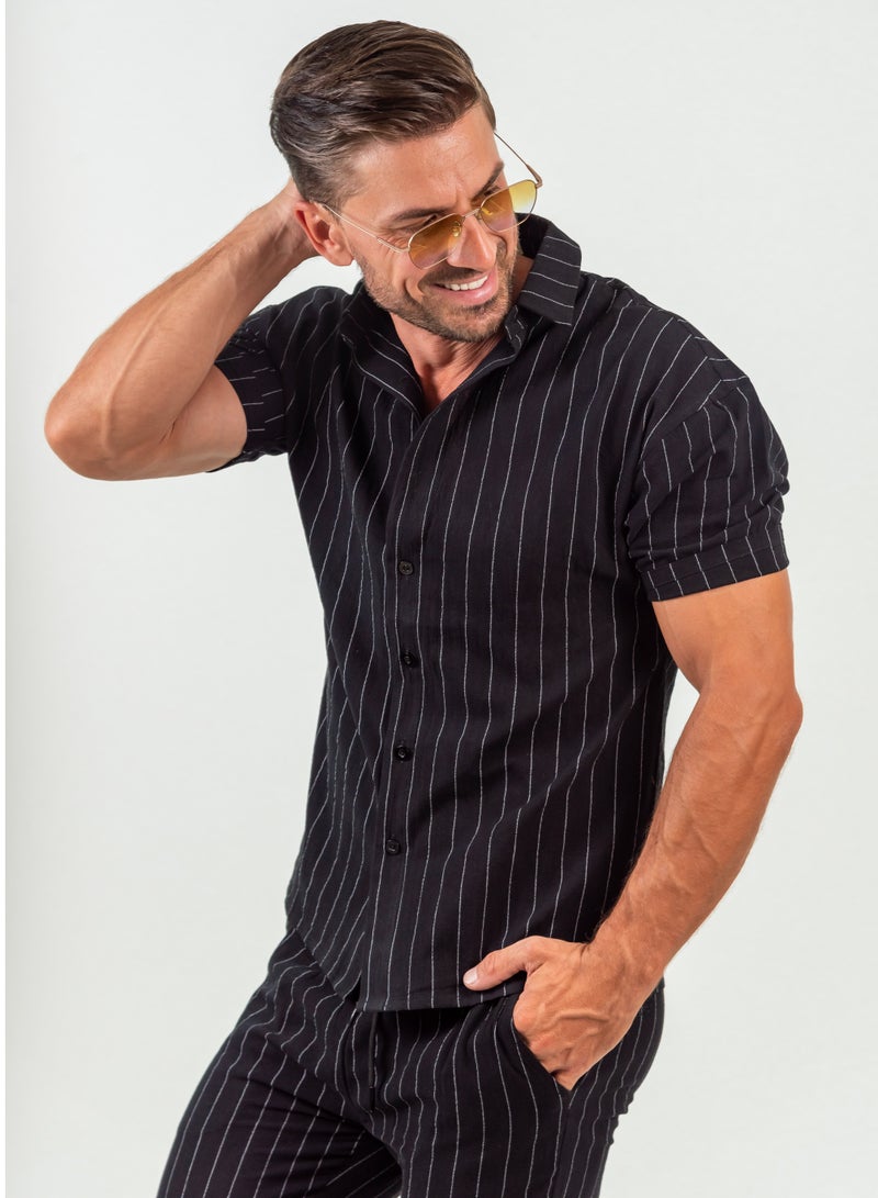 Black Men's Striped Co-ords set