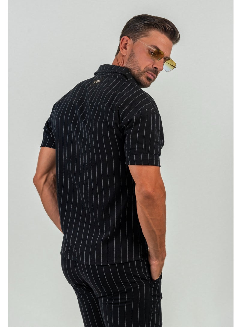 Black Men's Striped Co-ords set