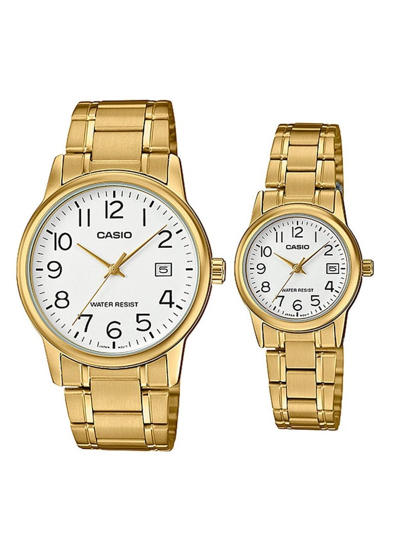 Casio Unisex Stainless Steel Gold Band Analog Watch MTP/LTP-V002G-7B2