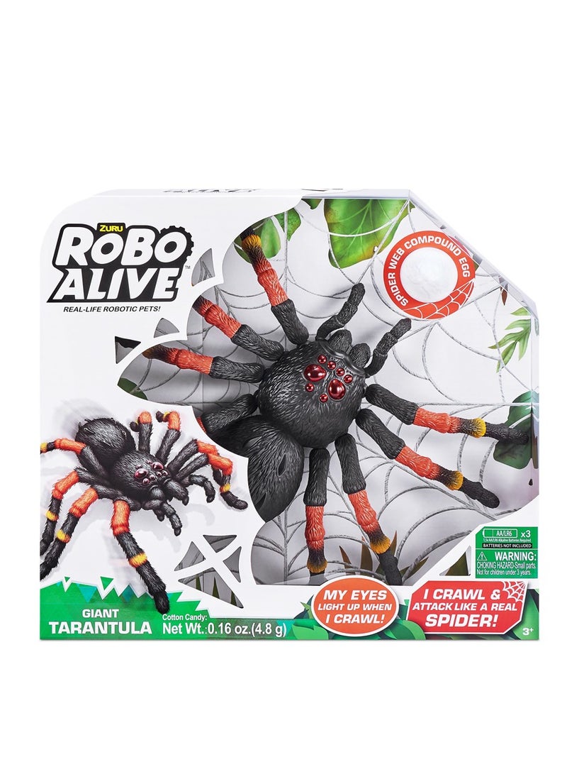 ZURU ROBO ALIVE Giant Tarantula, Battery-Powered Robotic Interactive Electronic Spider Comes with Web Slime, Prankst Toys for Ages 3+