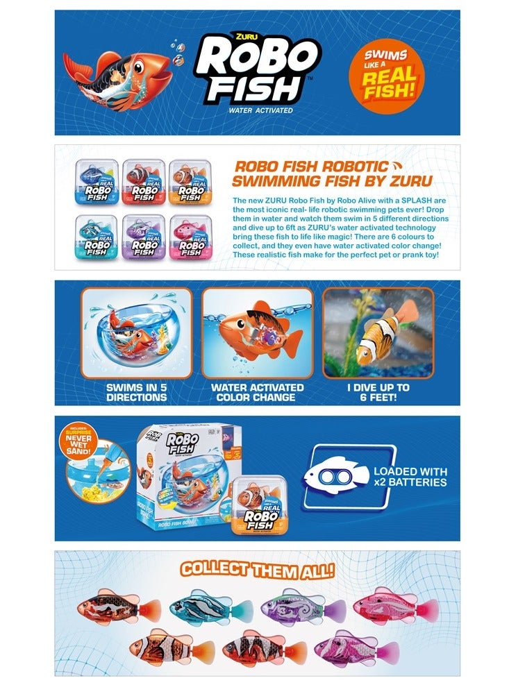 ZURU ROBO ALIVE FISH BOWL Playset For Ages 3+ (Toy Fish Color May Vary)