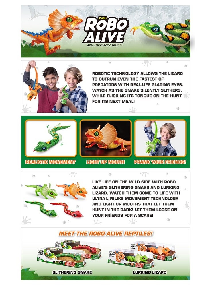 ZURU ROBO ALIVE Robotic Pet Slithering SNAKE for Ages 3+ (Green)