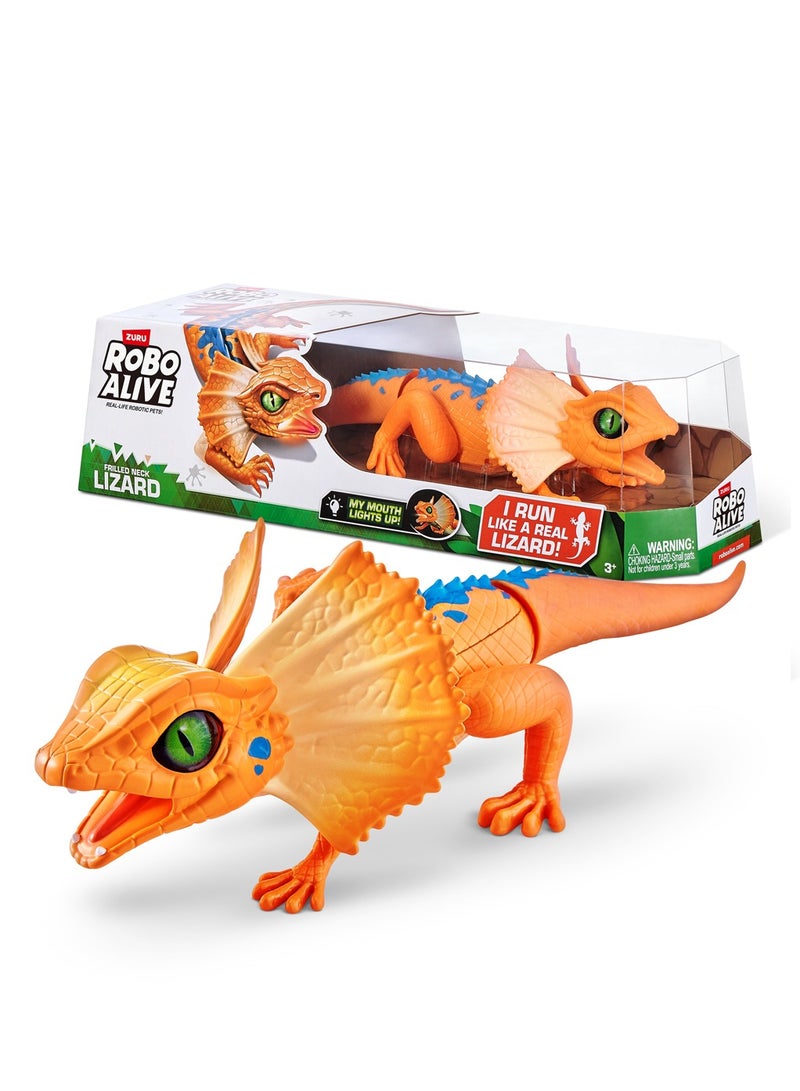 ZURU ROBO ALIVE Robotic Pet Frilled Neck LIZARD for Ages 3+ (Orange)