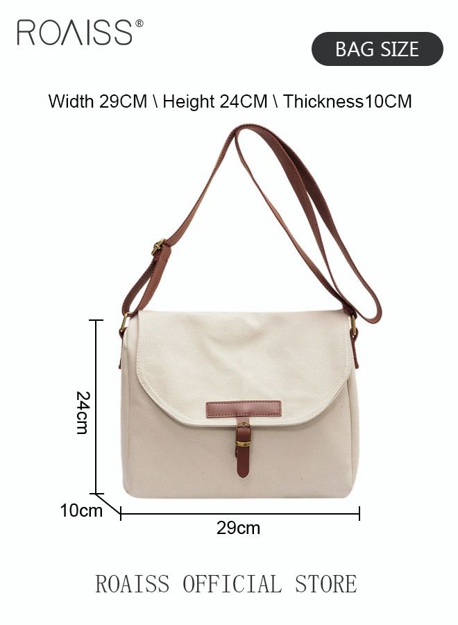 Women's Canvas Bag Large Capacity One Shoulder Messenger Tote Bag Casual Solid Color Versatile Work Commuting