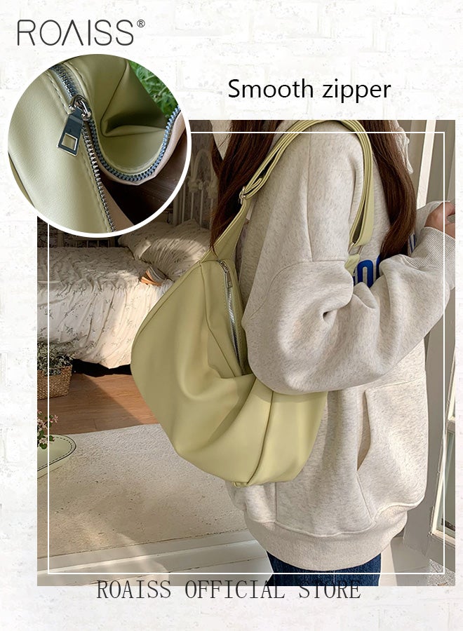 Women Single Shoulder Bag Versatile Commuter Handheld Bag with Large Capacity Trendy Canvas Design Suitable for Female Students featuring Lazy Style and Soft Leather Tote Bag