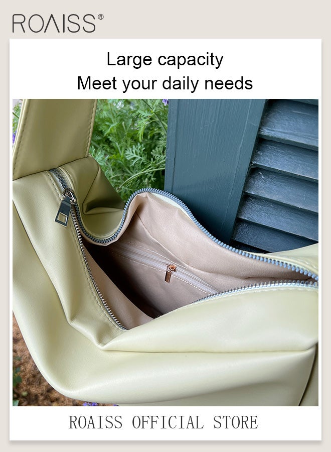 Women Single Shoulder Bag Versatile Commuter Handheld Bag with Large Capacity Trendy Canvas Design Suitable for Female Students featuring Lazy Style and Soft Leather Tote Bag