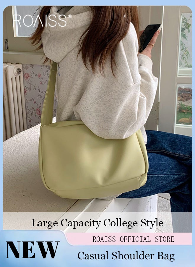 Women Single Shoulder Bag Versatile Commuter Handheld Bag with Large Capacity Trendy Canvas Design Suitable for Female Students featuring Lazy Style and Soft Leather Tote Bag