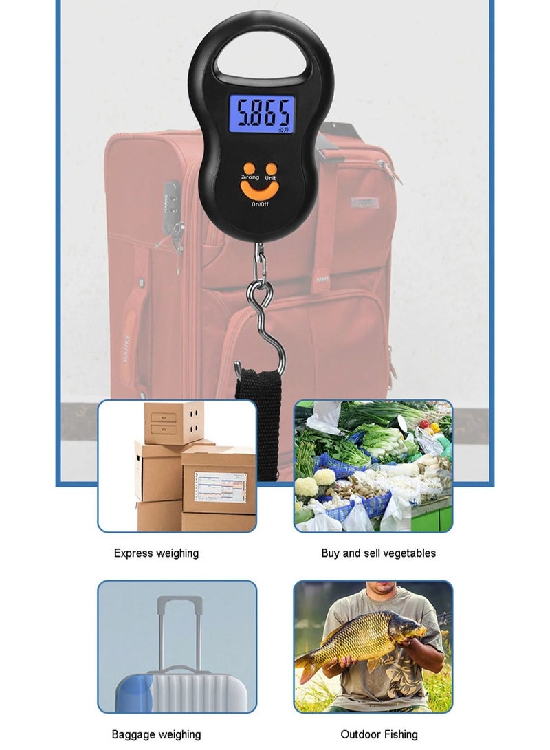 50Kg 10g Electronic Hanging Scale LCD Digital Kitchen Scale Backlight Fishing Weights Pocket Scale Travel Luggage Scale