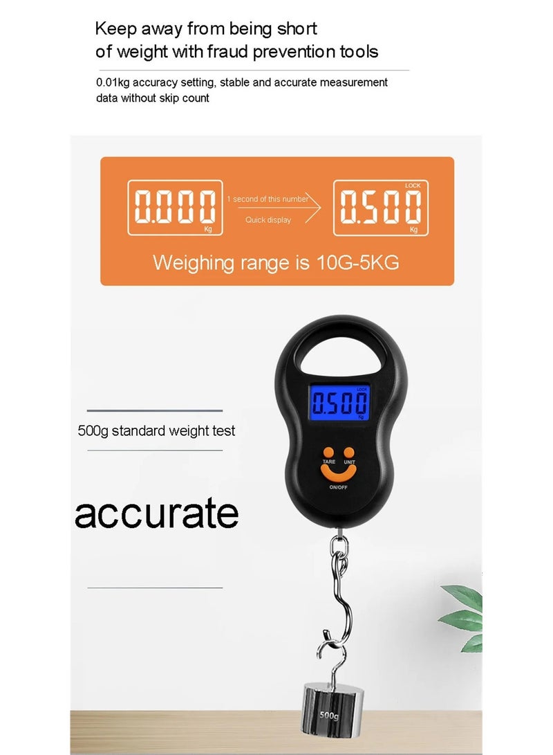 50Kg 10g Electronic Hanging Scale LCD Digital Kitchen Scale Backlight Fishing Weights Pocket Scale Travel Luggage Scale