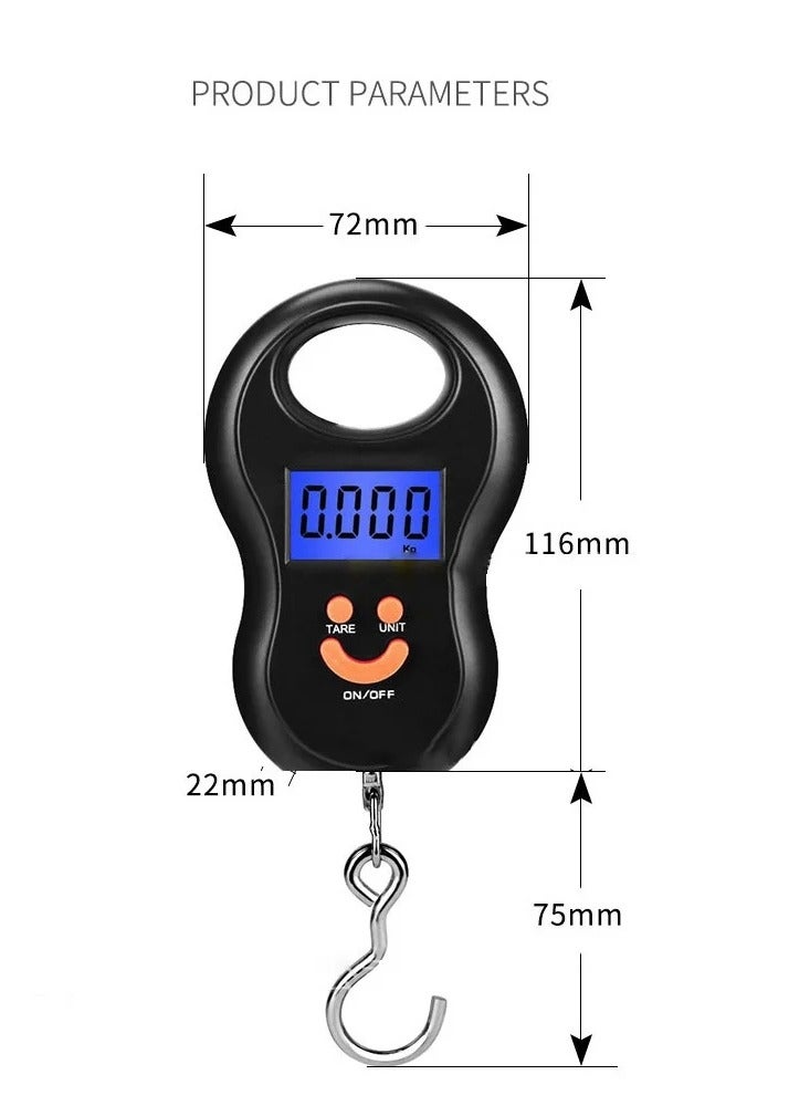 50Kg 10g Electronic Hanging Scale LCD Digital Kitchen Scale Backlight Fishing Weights Pocket Scale Travel Luggage Scale