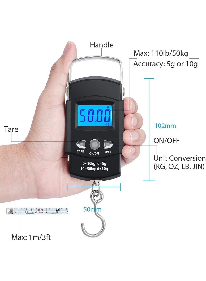 110lb/50kg Portable Hanging Scale Digital Scale with Backlight Electronic Pocket Scale Travel Luggage Scale Weights Tool