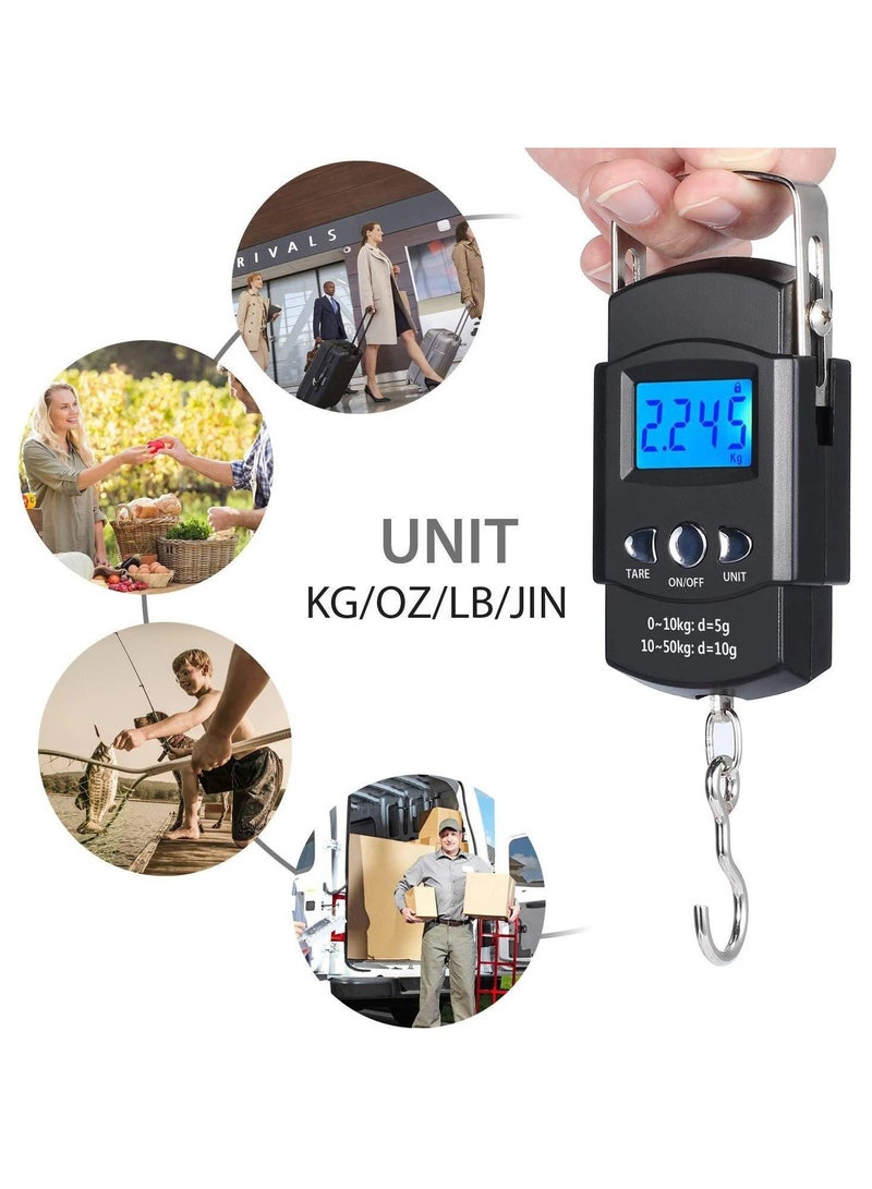 110lb/50kg Portable Hanging Scale Digital Scale with Backlight Electronic Pocket Scale Travel Luggage Scale Weights Tool