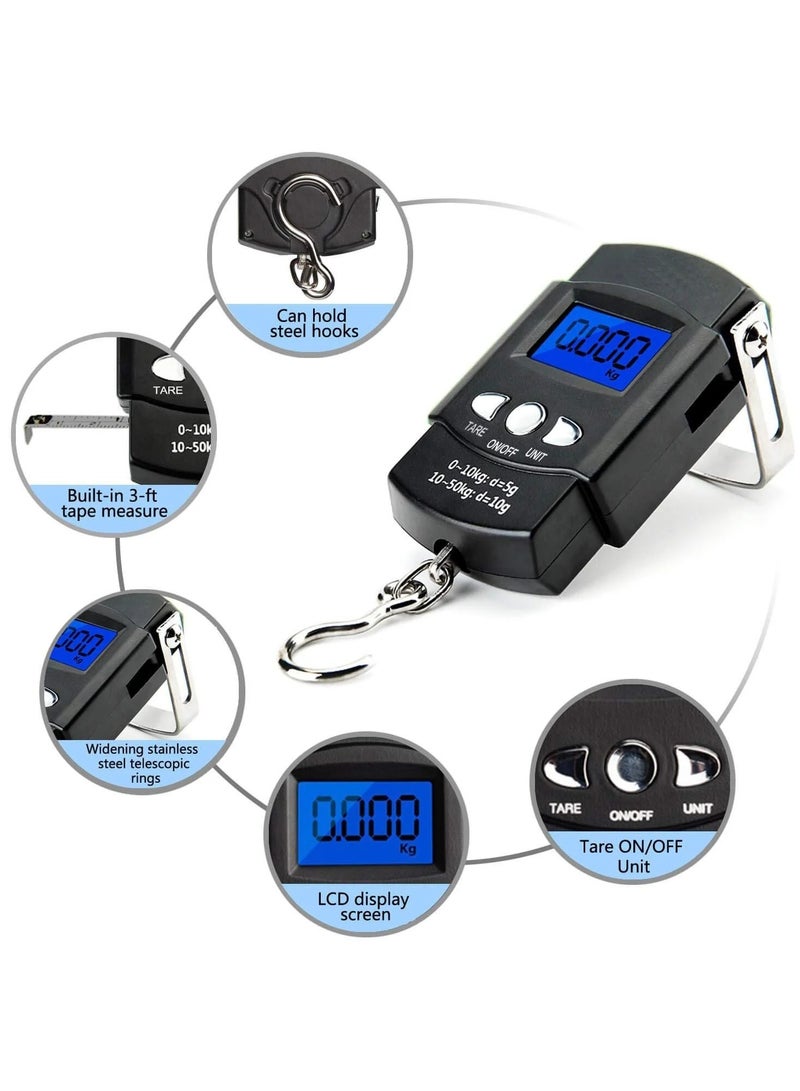 110lb/50kg Portable Hanging Scale Digital Scale with Backlight Electronic Pocket Scale Travel Luggage Scale Weights Tool