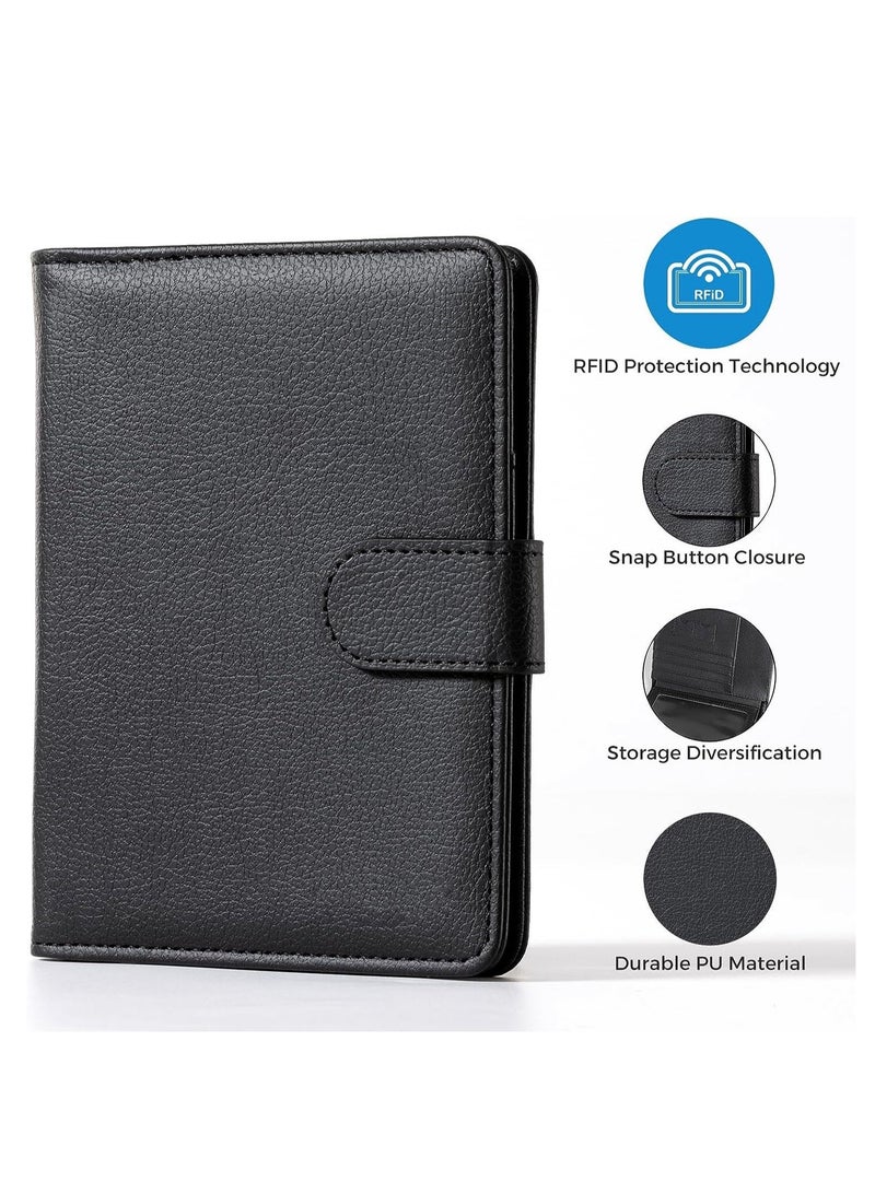 Passport Holder, with Card Slots, Travel Passport Wallet Credit Card Case, RFID Blocking Passport Covers Holder, Travel Accessories for Women and Men, Family and Business, Black, 1 Pcs