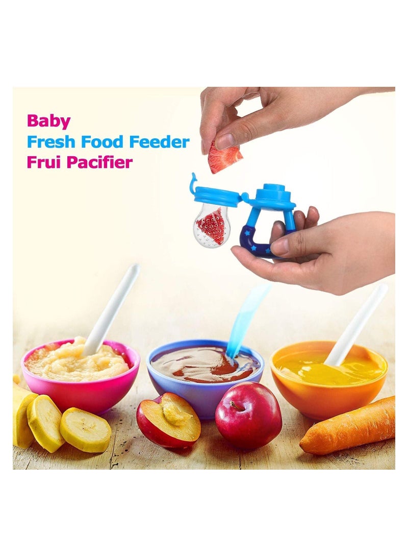 3PCS Fruit Dummy Pacifier Fresh Food/Fruit Feeder Baby Feeding Nipple Weaning Teething Nipple Teat Pacifier Teether Soother (Small, Medium & Large) with 3pcs Pacifier Clips