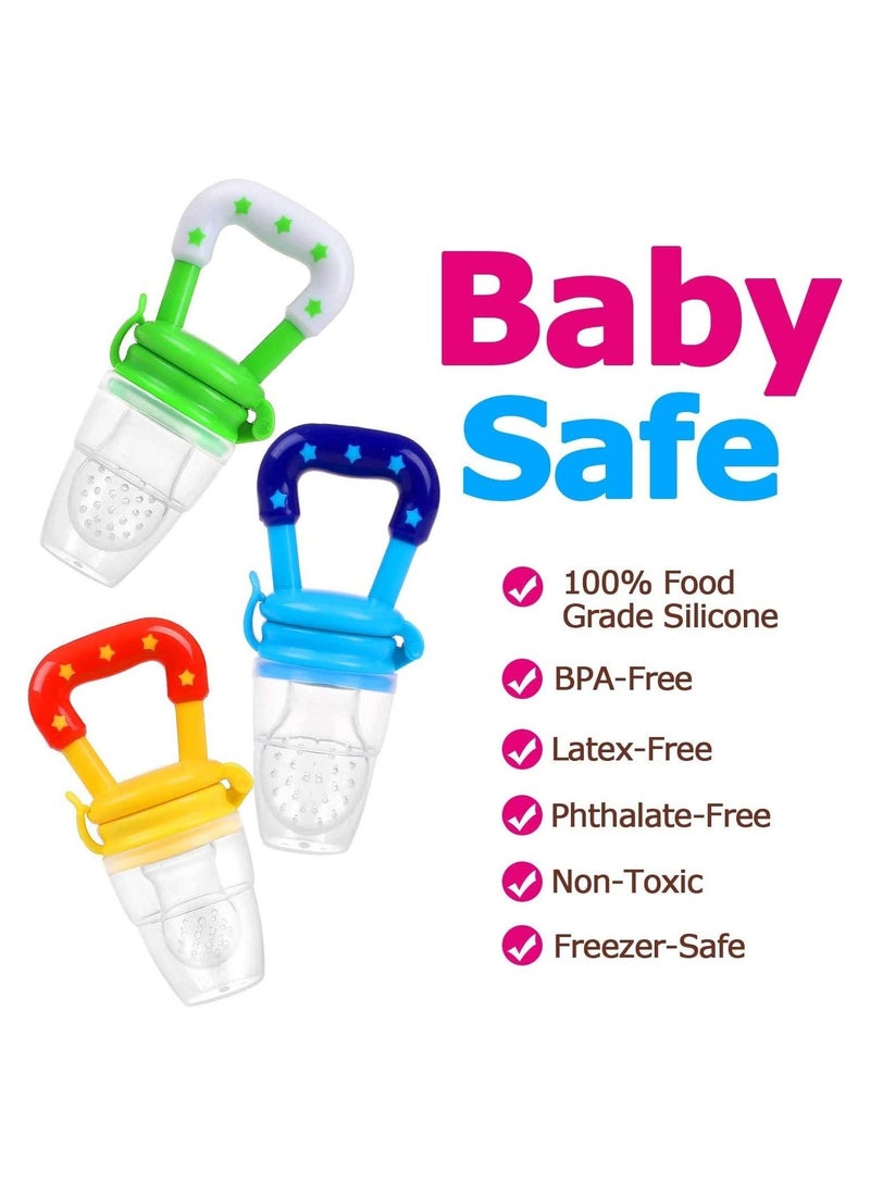 3PCS Fruit Dummy Pacifier Fresh Food/Fruit Feeder Baby Feeding Nipple Weaning Teething Nipple Teat Pacifier Teether Soother (Small, Medium & Large) with 3pcs Pacifier Clips
