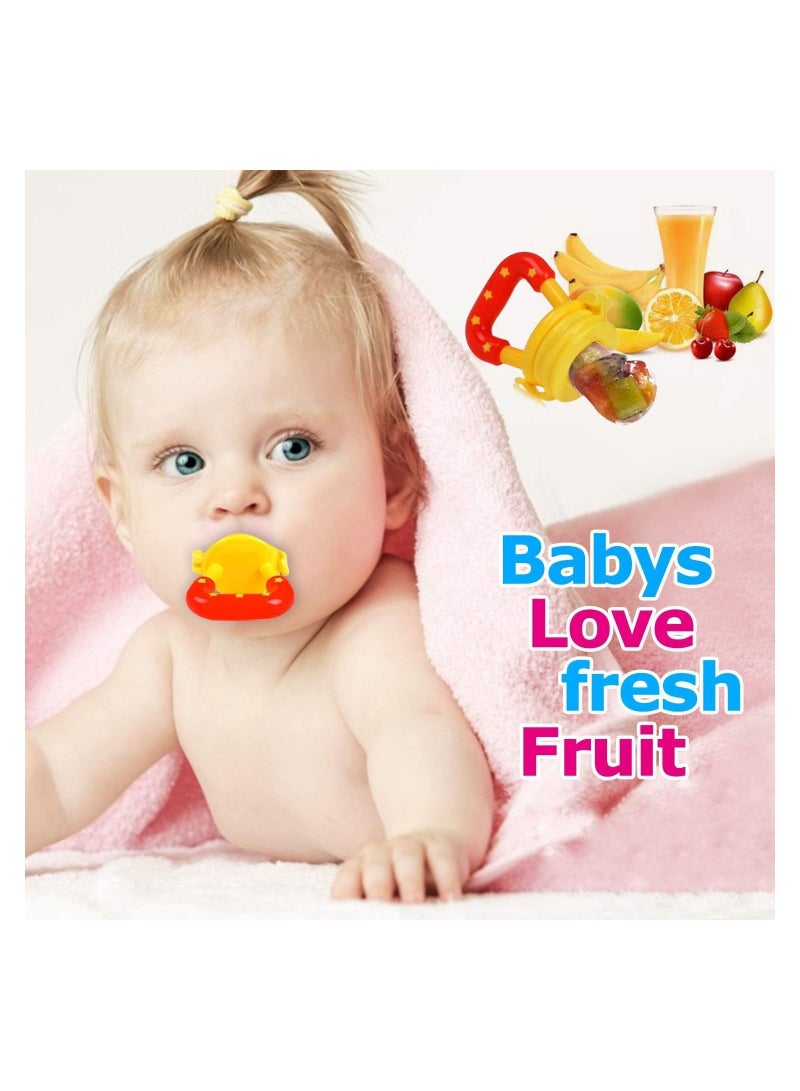 3PCS Fruit Dummy Pacifier Fresh Food/Fruit Feeder Baby Feeding Nipple Weaning Teething Nipple Teat Pacifier Teether Soother (Small, Medium & Large) with 3pcs Pacifier Clips