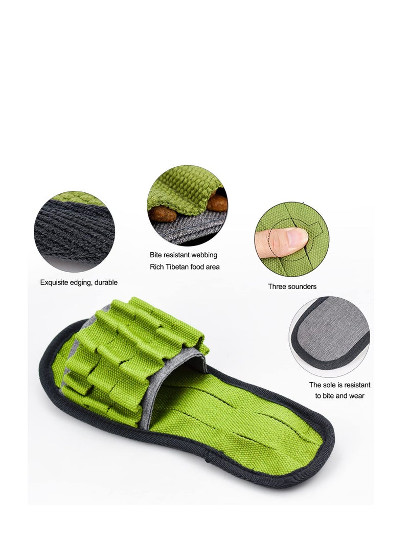 Dog Toys, Slippers Shaped Pet Toys, Dog Toys for Boredom,  Interactive Squeaky Toys for Small Medium Dogs, Training Toy with Function for Puzzle, Food Hunting Stress Relief (Green)