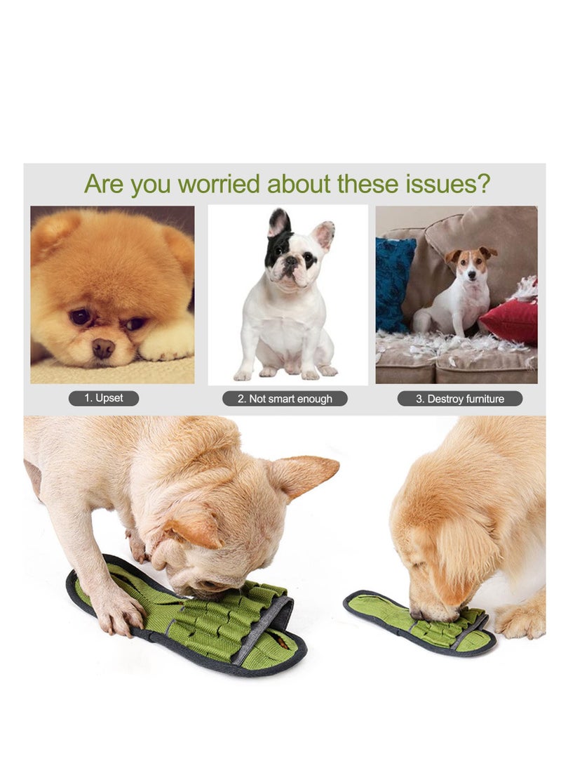 Dog Toys, Slippers Shaped Pet Toys, Dog Toys for Boredom,  Interactive Squeaky Toys for Small Medium Dogs, Training Toy with Function for Puzzle, Food Hunting Stress Relief (Green)