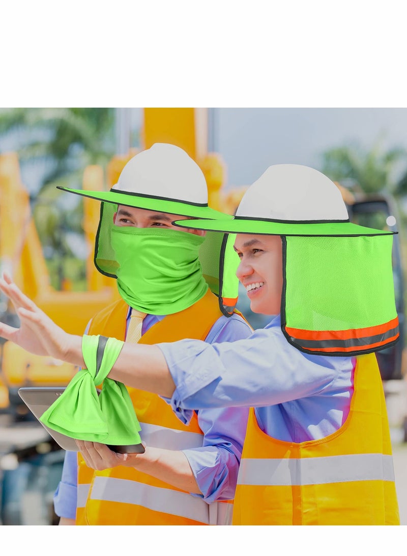 Hard Hat Sun Shade, High Visibility Visor Neck Shade with Reflective Strip, Accessories, Full Brim, Man& Woman (Hard Not Included), Green