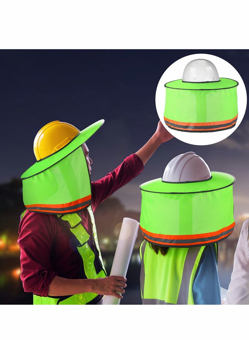 Hard Hat Sun Shade, High Visibility Visor Neck Shade with Reflective Strip, Accessories, Full Brim, Man& Woman (Hard Not Included), Green