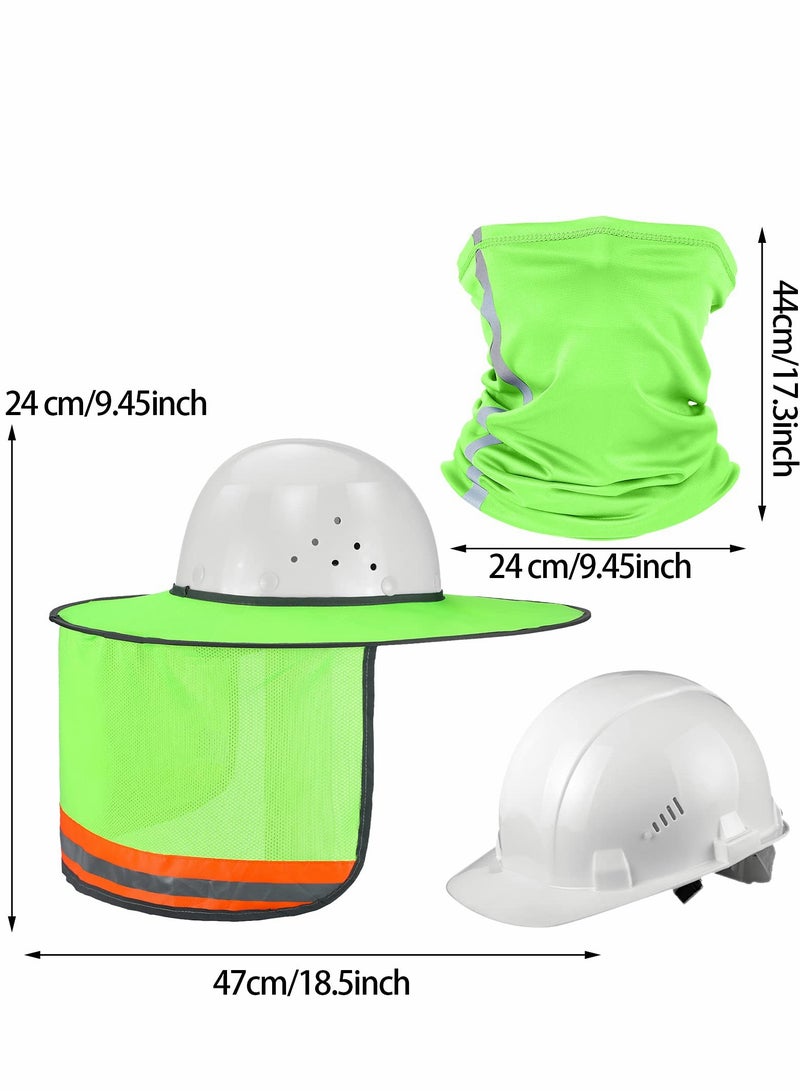 Hard Hat Sun Shade, High Visibility Visor Neck Shade with Reflective Strip, Accessories, Full Brim, Man& Woman (Hard Not Included), Green