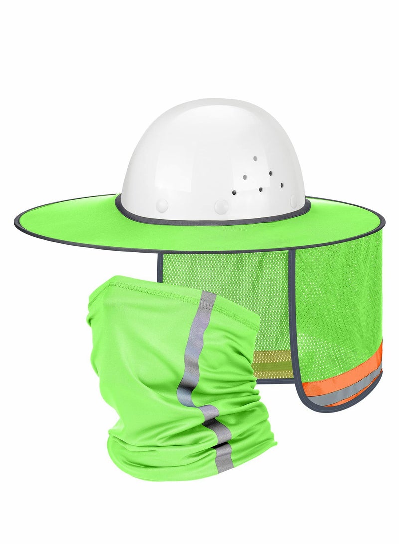 Hard Hat Sun Shade, High Visibility Visor Neck Shade with Reflective Strip, Accessories, Full Brim, Man& Woman (Hard Not Included), Green