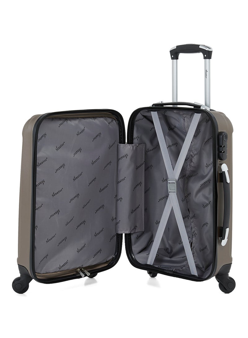 Hard Case Travel Bag Cabin Luggage Trolley ABS Lightweight Suitcase with 4 Spinner Wheels KH132 Coffee