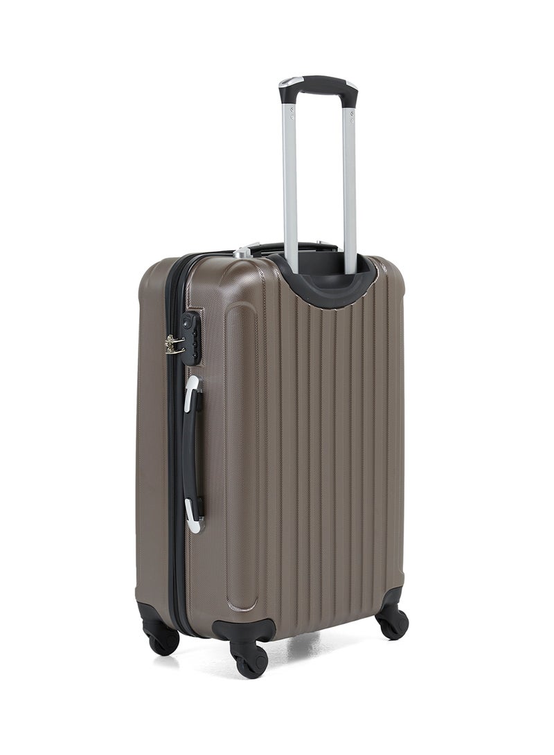 Hard Case Travel Bags Trolley Luggage Set of 3 ABS Lightweight Suitcase with 4 Spinner Wheels KH132 Coffee