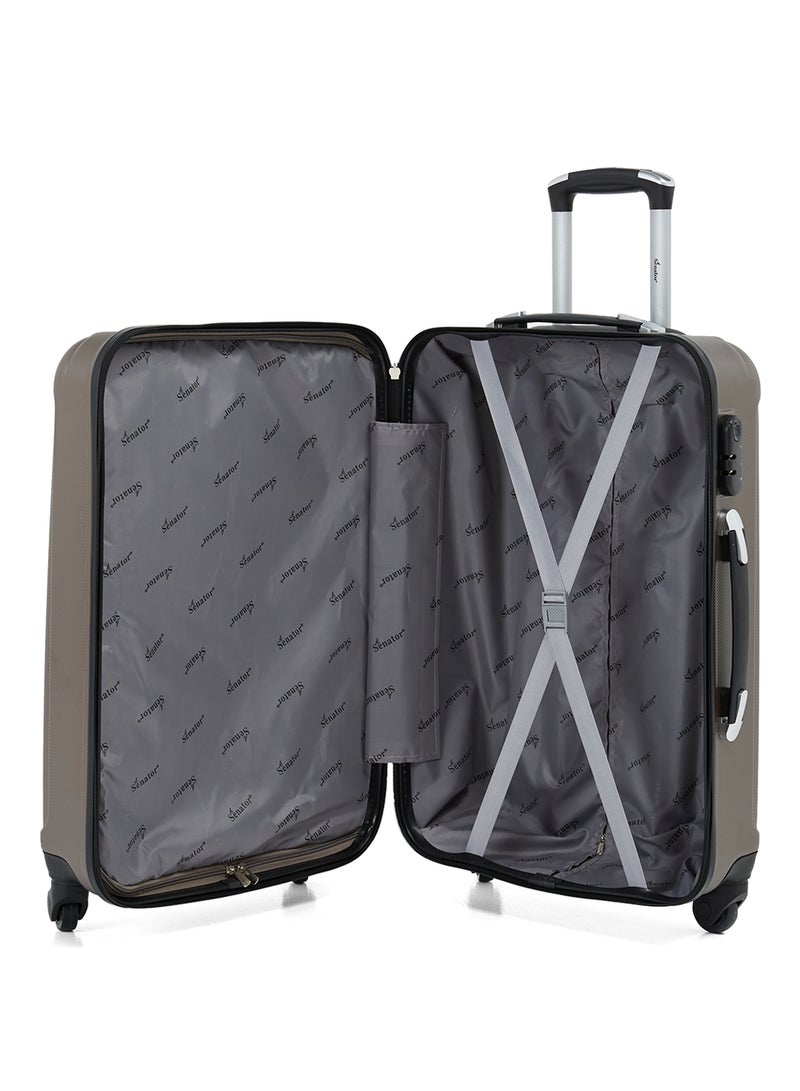 Hard Case Travel Bags Trolley Luggage Set of 3 ABS Lightweight Suitcase with 4 Spinner Wheels KH132 Coffee
