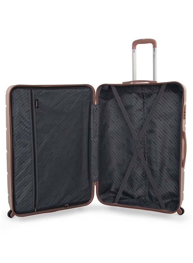 Hard Case Travel Bag Medium Checked Luggage Trolley ABS Lightweight Suitcase with 4 Spinner Wheels A1012 Rose Gold