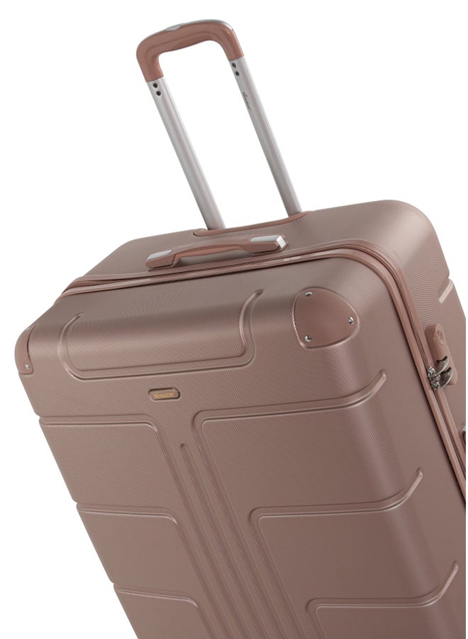 Hard Case Travel Bag Medium Checked Luggage Trolley ABS Lightweight Suitcase with 4 Spinner Wheels A1012 Rose Gold