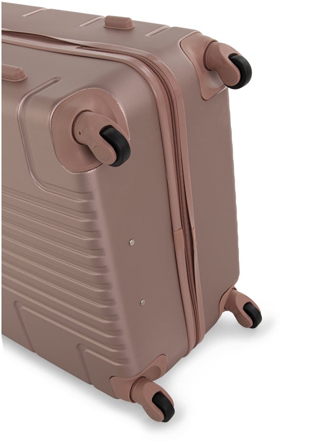 Hard Case Travel Bag Medium Checked Luggage Trolley ABS Lightweight Suitcase with 4 Spinner Wheels A1012 Rose Gold