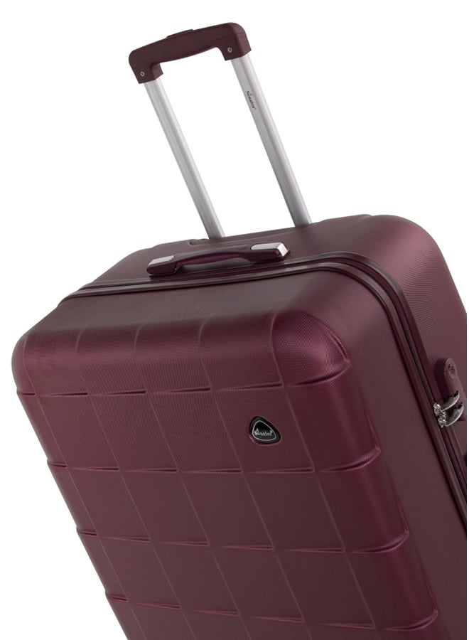Hard Case Travel Bags Cabin Luggage Trolley ABS Lightweight Suitcase with 4 Spinner Wheels A207 Burgundy