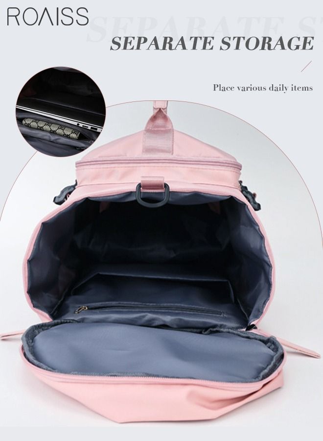 Multipurpose Gym Duffel Bag Sports Backpack Portable Waterproof Luggage Handbag Wet and Dry Separation Shoes Compartment Crossbody Bag for Women Yoga Travel Pink