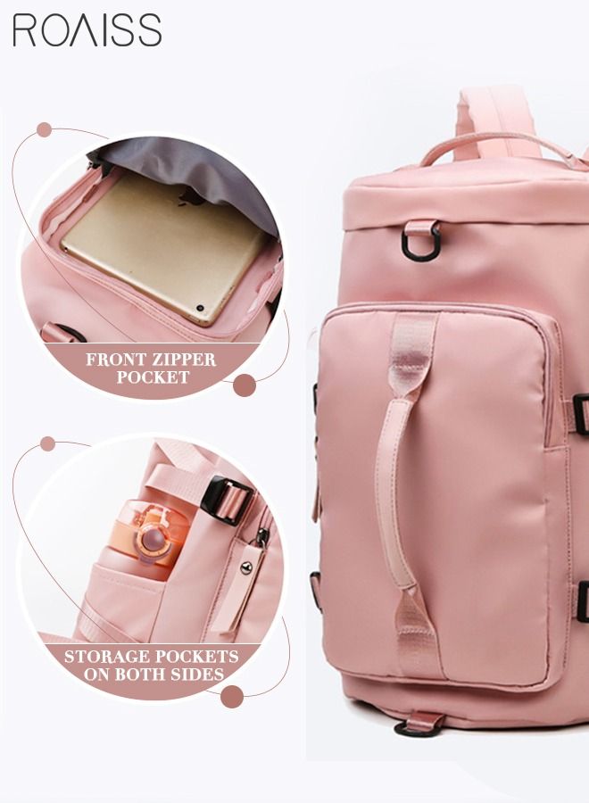 Multipurpose Gym Duffel Bag Sports Backpack Portable Waterproof Luggage Handbag Wet and Dry Separation Shoes Compartment Crossbody Bag for Women Yoga Travel Pink