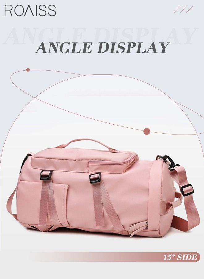 Multipurpose Gym Duffel Bag Sports Backpack Portable Waterproof Luggage Handbag Wet and Dry Separation Shoes Compartment Crossbody Bag for Women Yoga Travel Pink