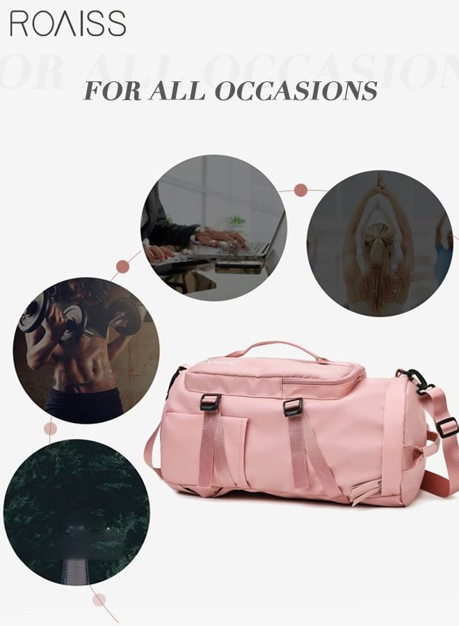 Multipurpose Gym Duffel Bag Sports Backpack Portable Waterproof Luggage Handbag Wet and Dry Separation Shoes Compartment Crossbody Bag for Women Yoga Travel Pink