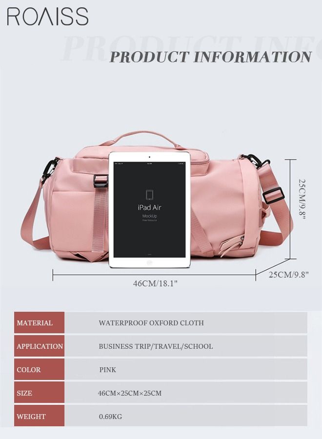 Multipurpose Gym Duffel Bag Sports Backpack Portable Waterproof Luggage Handbag Wet and Dry Separation Shoes Compartment Crossbody Bag for Women Yoga Travel Pink