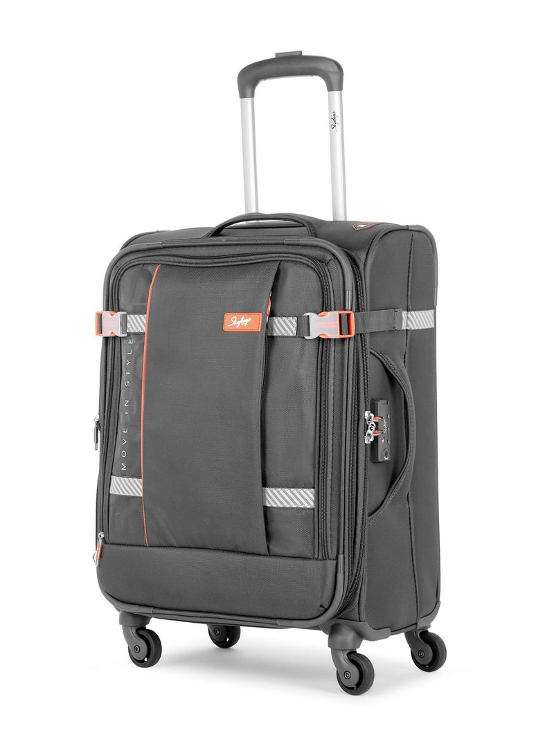 4 WHEELS SKYBAGS SNAZZY STEEL GREY SOFTSIDE CABIN TROLLEY BAG - SK STSNAH59SGY