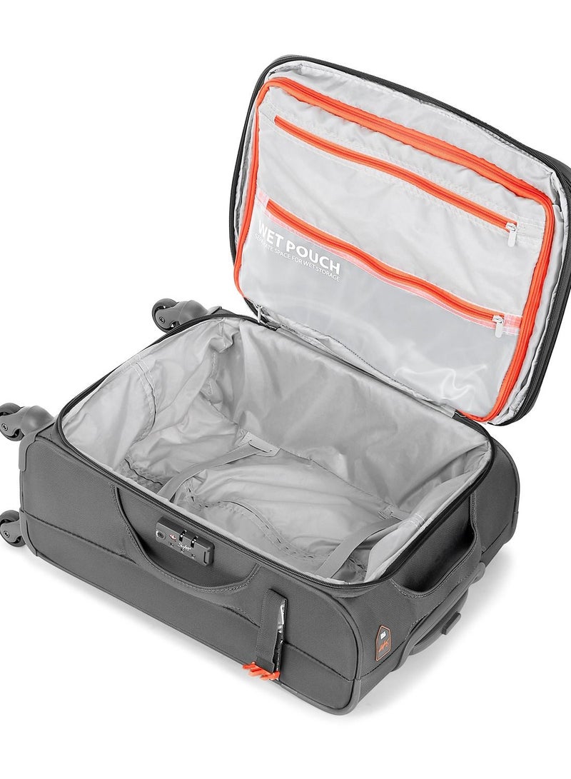 4 WHEELS SKYBAGS SNAZZY STEEL GREY SOFTSIDE CABIN TROLLEY BAG - SK STSNAH59SGY