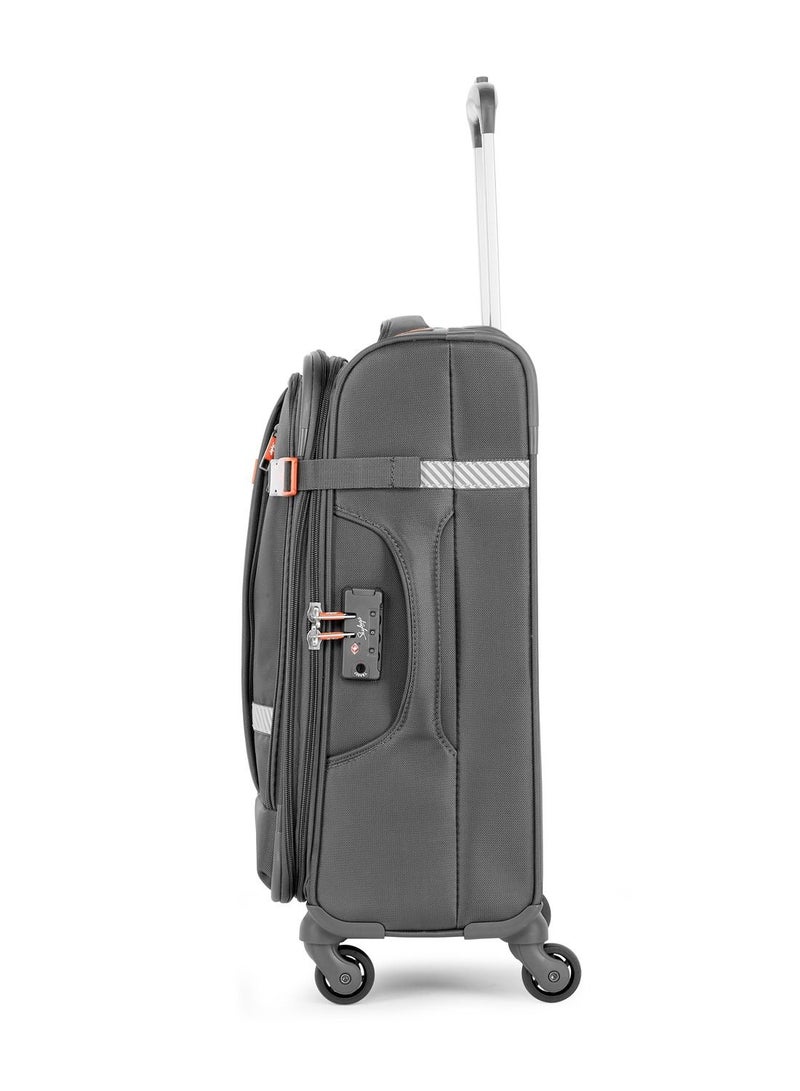 4 WHEELS SKYBAGS SNAZZY STEEL GREY SOFTSIDE CABIN TROLLEY BAG - SK STSNAH59SGY