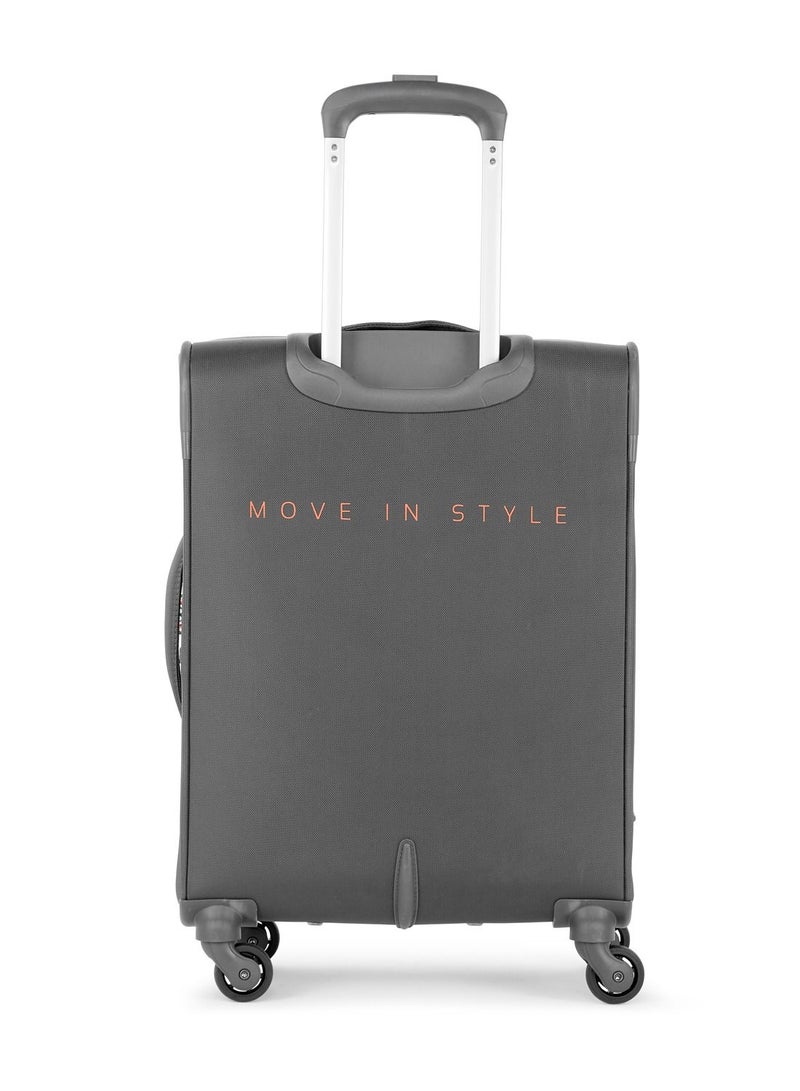 4 WHEELS SKYBAGS SNAZZY STEEL GREY SOFTSIDE CABIN TROLLEY BAG - SK STSNAH59SGY