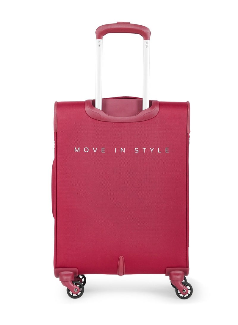 4 WHEELS SKYBAGS SNAZZY 71 CARMINE RED SOFTSIDE MEDIUM TROLLEY BAG - SK STSNAH71CRD